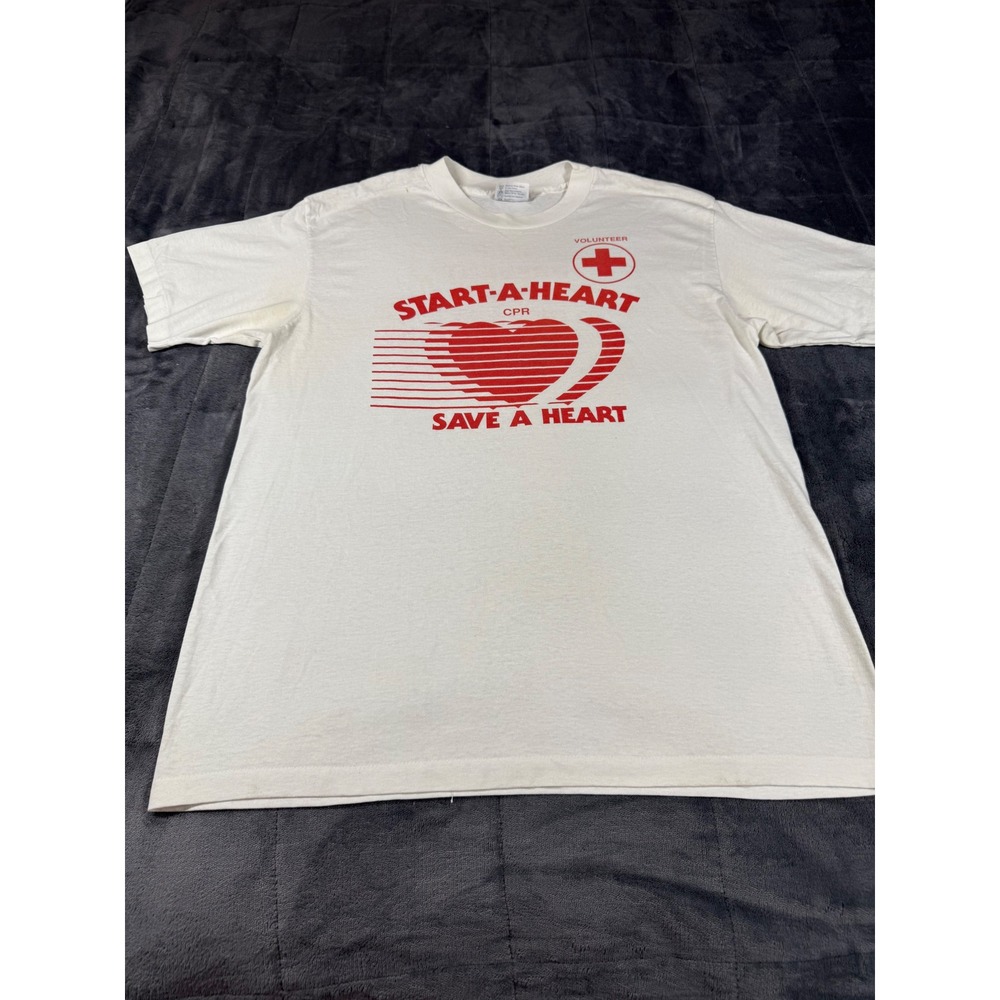 Vintage Start A Heart CPR Save Heart Volunteer Roseville Hospital T Shirt